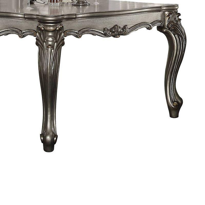 55" Versailles Dining Table Antique Platinum - Acme Furniture: Traditional Style, Scrolled Feet, Nailhead Trim, Wood Frame