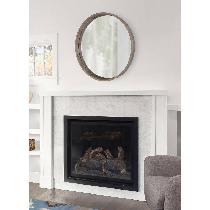 Kate and Laurel Hutton Round Decorative Wood Frame Wall Mirror