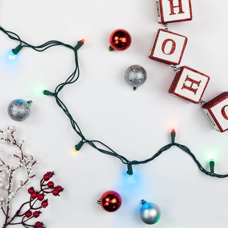 Northlight 50ct Multi-Color LED Wide Angle Christmas Lights,16.25ft Green Wire