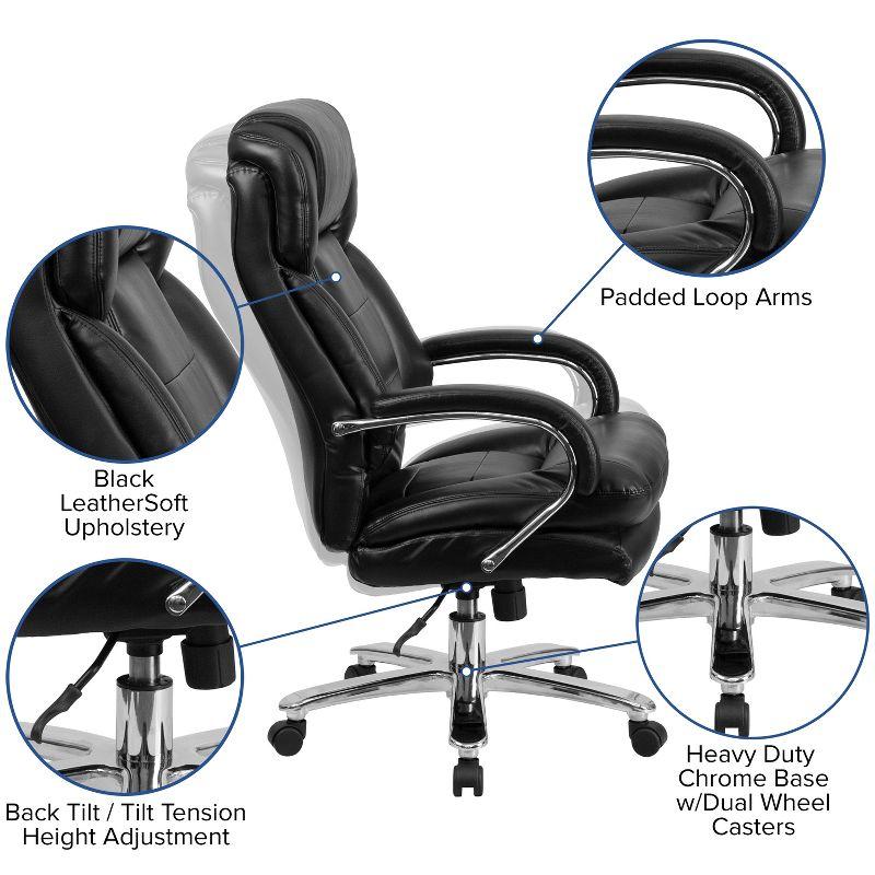 Belladonna Big & Tall LeatherSoft Ergonomic Office Chair with Headrest and Loop Arms by Flash Furniture