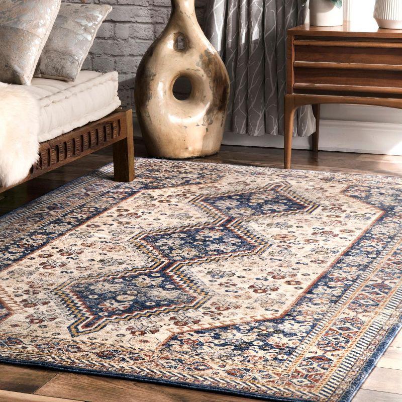 Idalia Vintage Overdyed Blue Rectangular 5' x 8' Area Rug