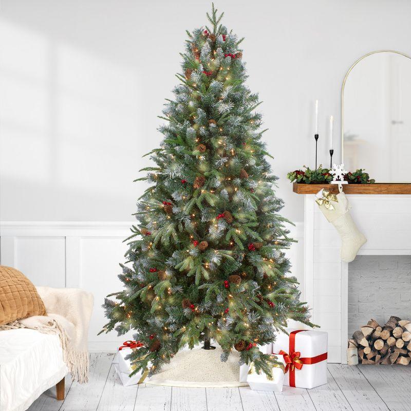 Northlight 7ft Pre-Lit Frosted Mixed Berry Pine Artificial Christmas Tree - Clear Lights