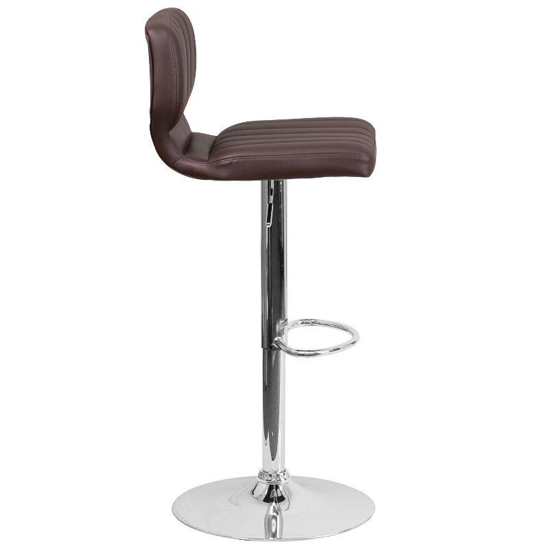 Elevate Brown Vinyl Swivel Adjustable Barstool with Chrome Finish