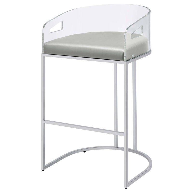 Coaster Set of 2 Thermosolis Modern Acrylic Back Upholstered Bar Stools Gray/Chrome