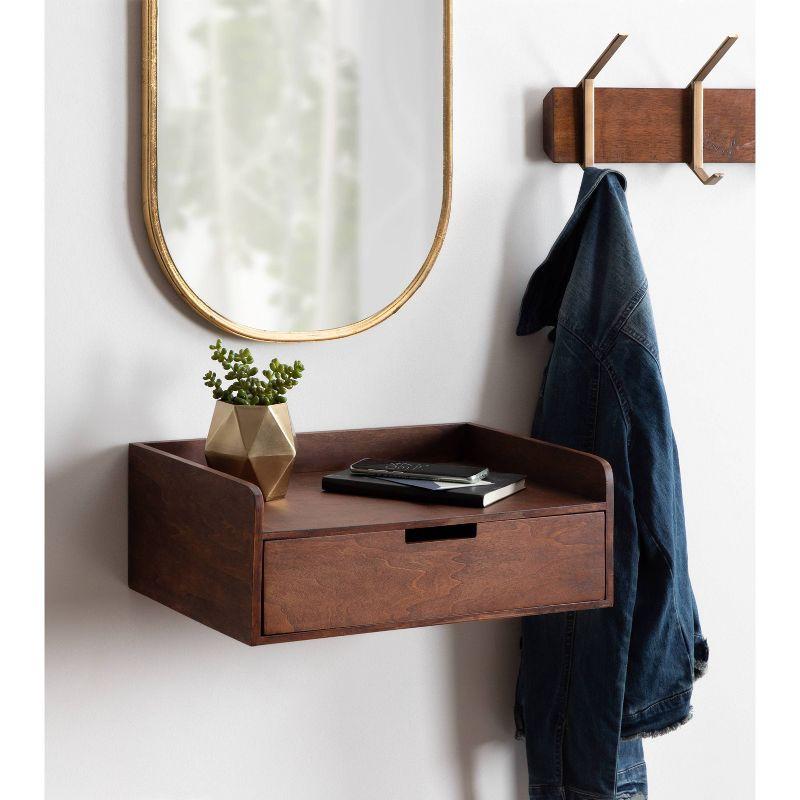 18" x 12" x 6.5" Kitt Floating Shelf Side Table Walnut Brown - Kate & Laurel All Things Decor