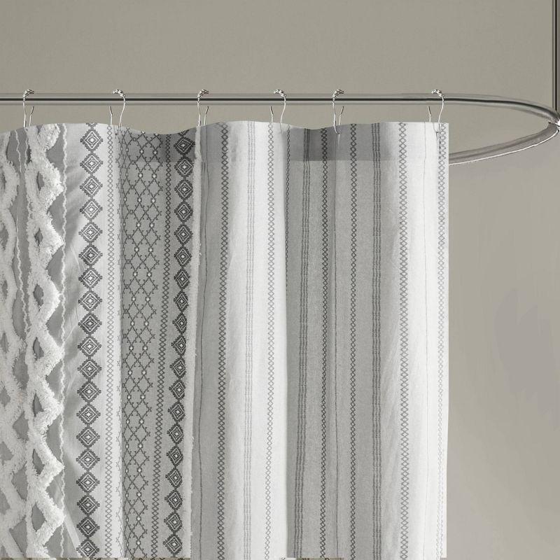 INK+IVY Imani 100% Cotton Printed Shower Curtain with Chenille