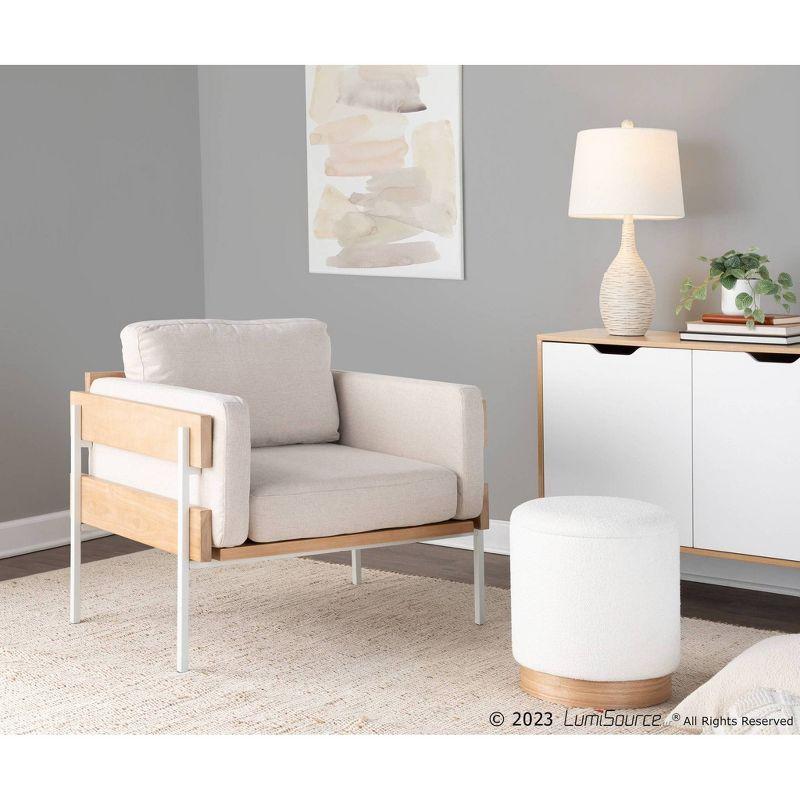 Kari Accent Chair White/Natural/Cream - LumiSource: Upholstered Polyester, Steel Frame, Removable Cushions