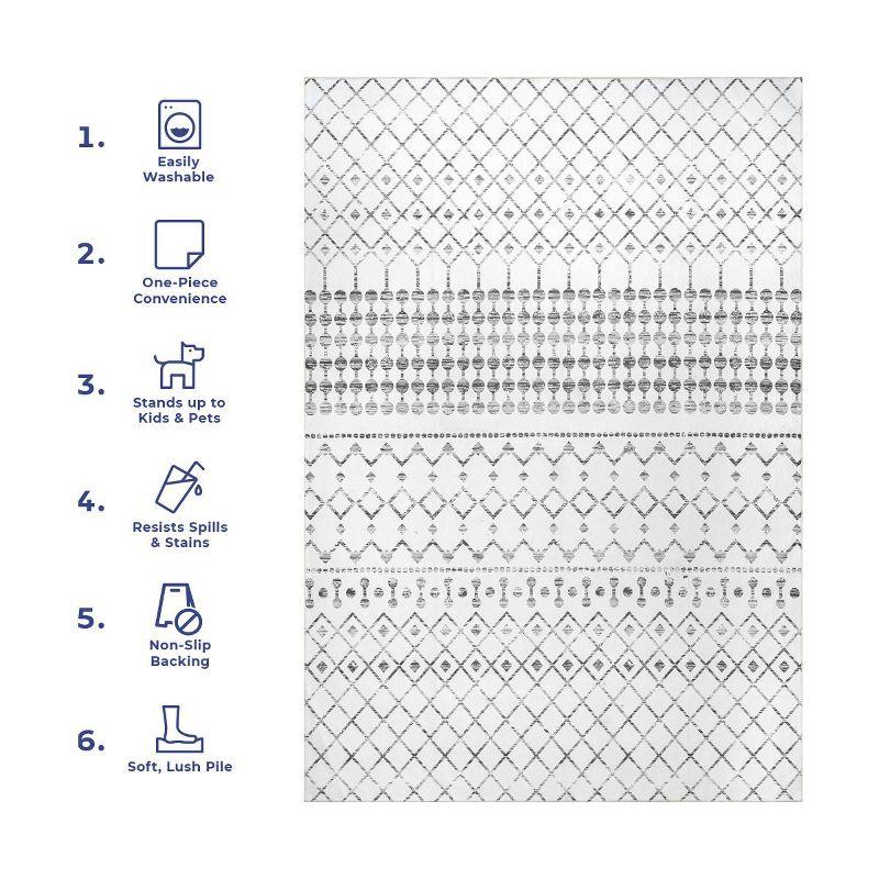 Nuloom Moroccan Blythe Pet Friendly Machine Washable Area Rug, Square 6' x 6', Grey