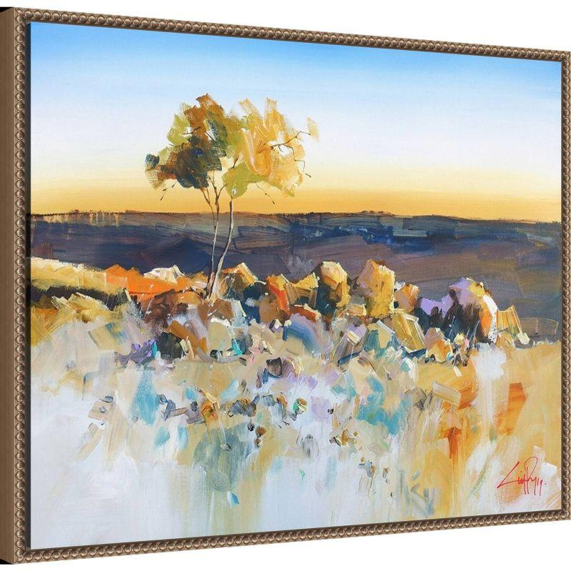 Amanti Art 28"x23" Silverton View Trees by Craig Trewin Penny Framed Canvas Wall Art Print Bronze : Modern Style, Polystyrene Frame