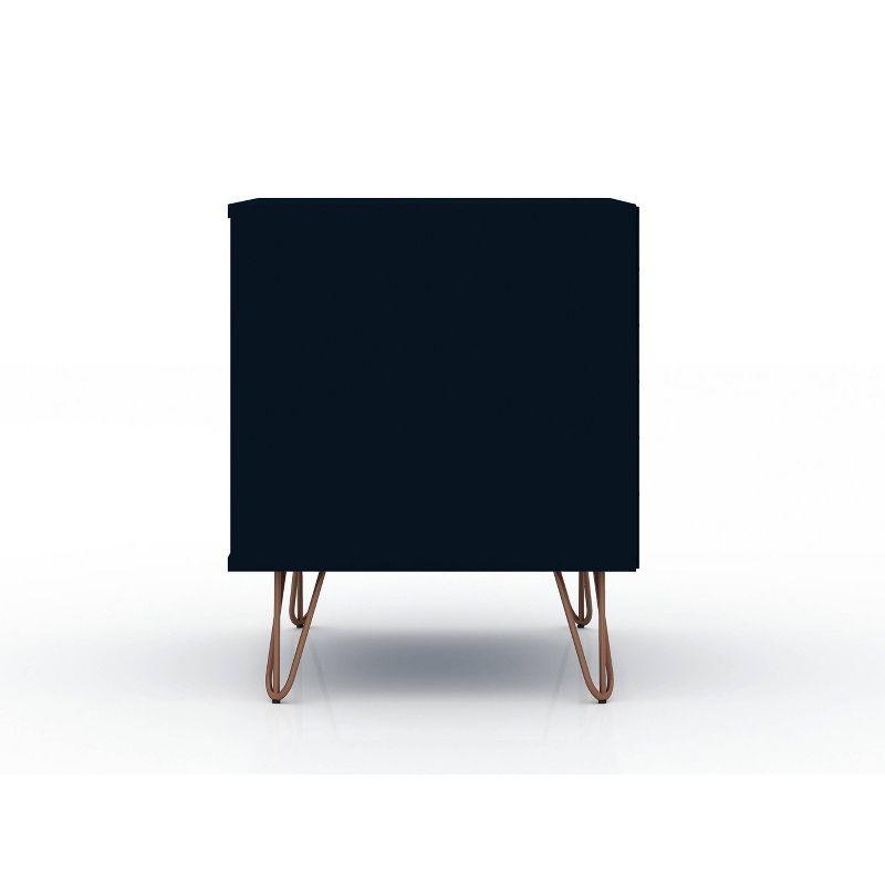 Manhattan Comfort 1.0 Rockefeller Nightstand Blue: Modern Bedside Table with Storage, Shelving & Metal Glides