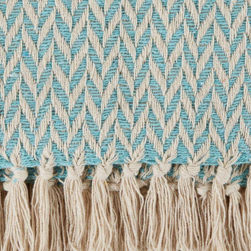 50"x60" Zig-Zag Throw Blanket Aqua - Design Imports: Lightweight Woven Cotton, Machine Washable