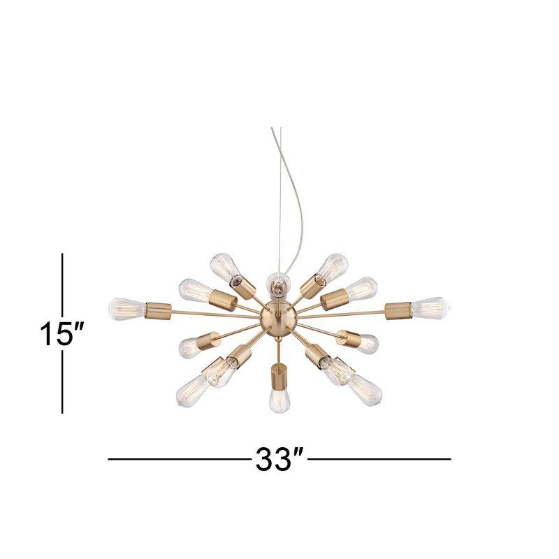 Gold Mid-Century Modern Sputnik 15-Light LED Chandelier