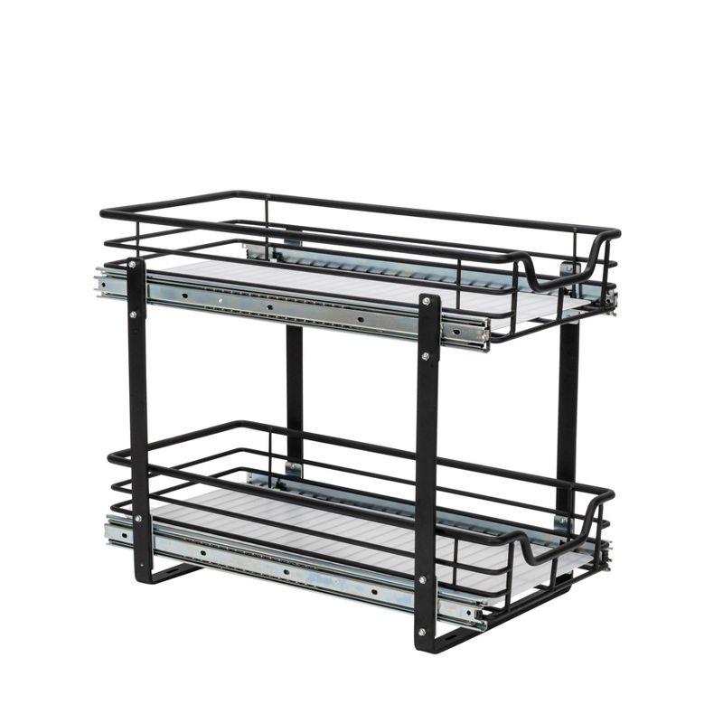 Glidez Multipurpose Steel Pull-Out/Slide-Out Storage Organizer with Plastic Liners for Under Cabinet Use, Fits Standard Size Cabinet or Shelf