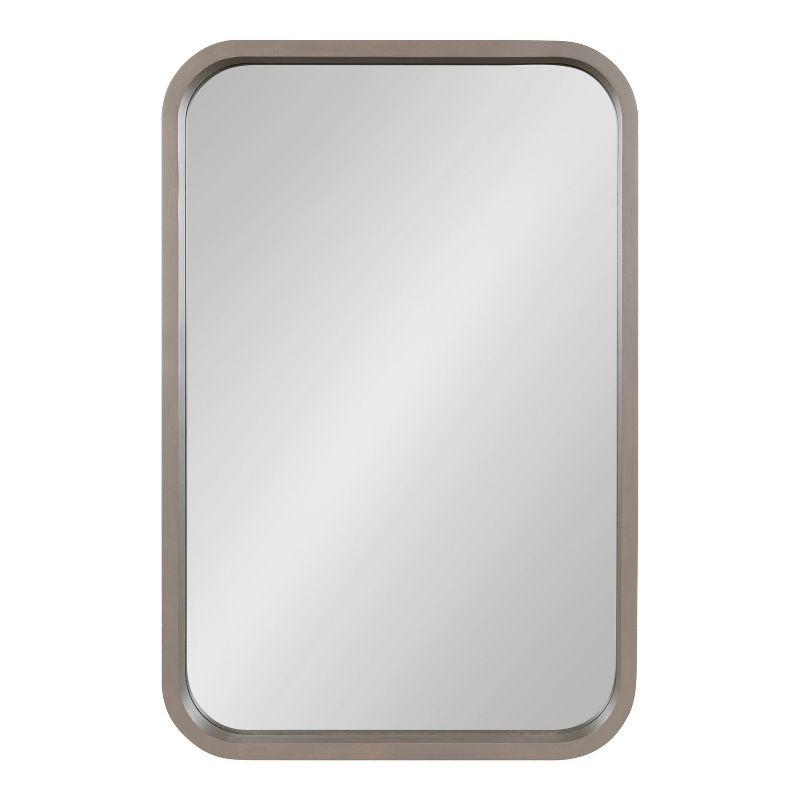 Hutton Graywash Solid Wood Radius Rectangle Wall Mirror