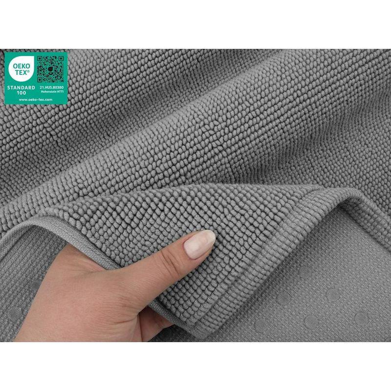 American Soft Linen 100% Cotton Bath Mat Rugs, 20x34 inches Slip Resistant Bottom Base Bath Mats for Bathroom, Rockridge Grey