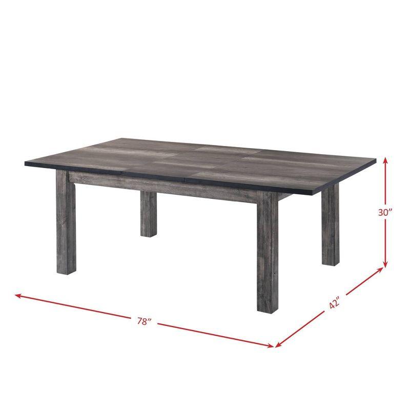 5pc Grayson Extendable Dining Table with Padded Seats Gray Oak - Picket House Furnishings: Rubberwood, Seats 6, Square Shape