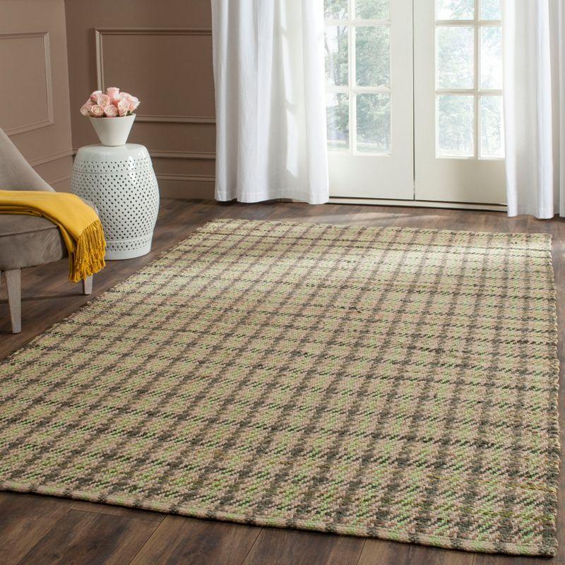 Green and Natural Cotton Flat Woven Reversible 4' x 6' Rug