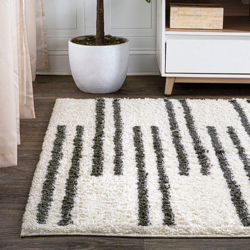 Petra Stripe Geometric Shag Area Rug - JONATHAN Y