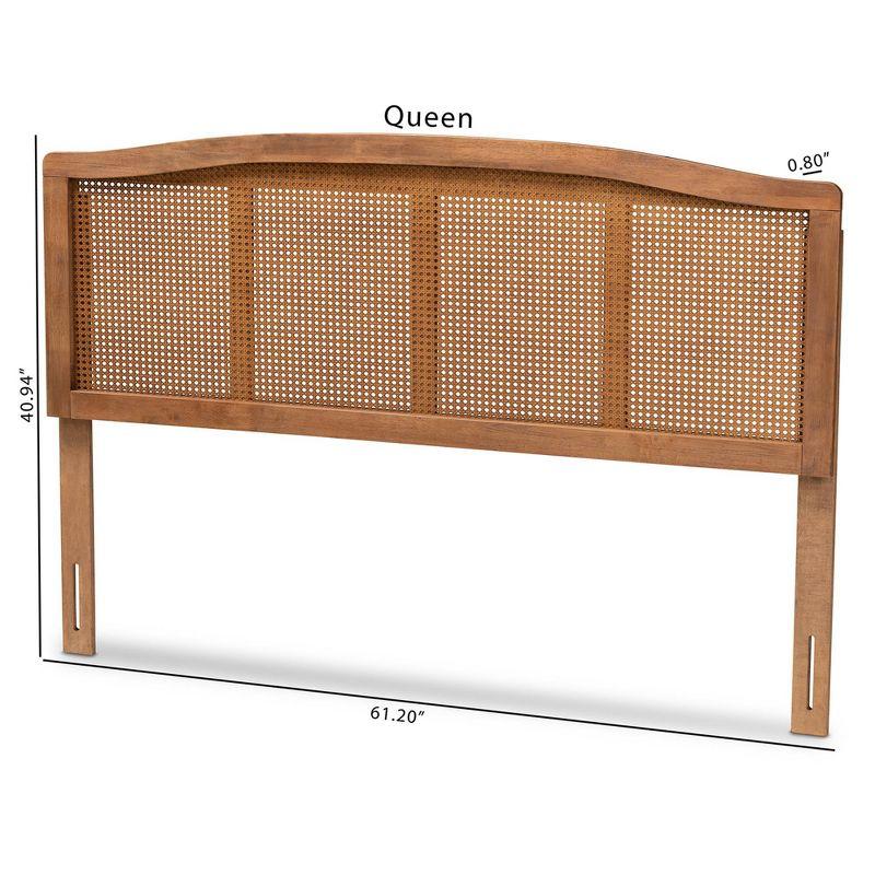 Bayou Breeze Amid a mid-century modern design, Auren's queen size headboard is crafted of wood, synthetic rattan, and ash walnut finished
