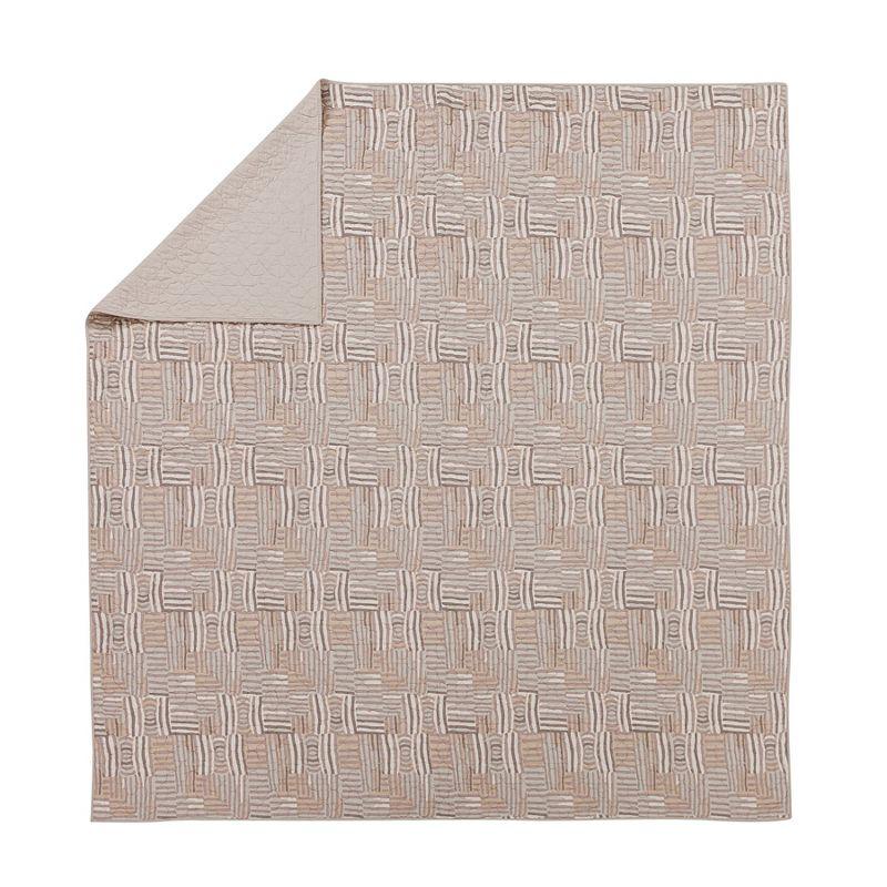Jungalow Abrazo 100% Cotton Reversible Quilt Set – Beige Geometric Print, Modern Global Bedding