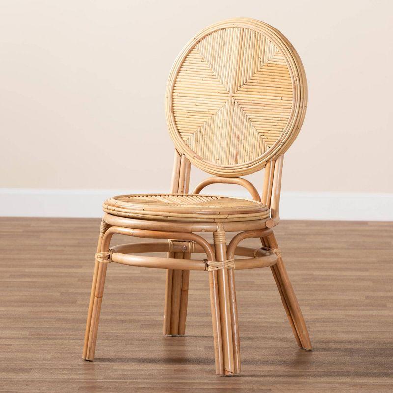 bali & pari Carita Rattan Dining Chair Natural Brown: No Assembly Required, Spot Clean, Wood Frame