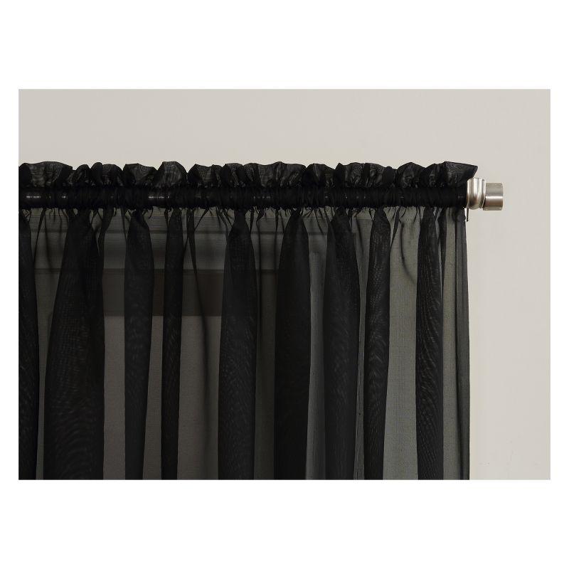 95"x59" Emily Sheer Voile Rod Pocket Curtain Panel Black - No. 918