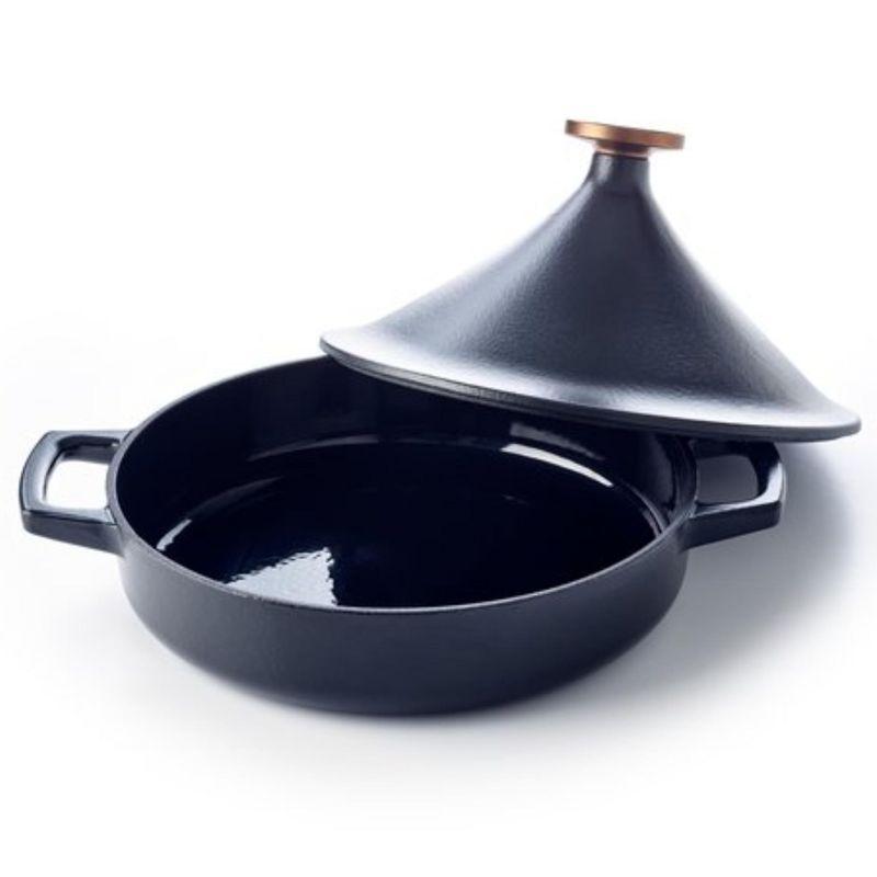 Alva Nori Enameled Cast Iron Tagine Pot, Scratch Resistant, Non Toxic, Includes Cone Lid & Bronze Knob - 102.4 Oz, 11"