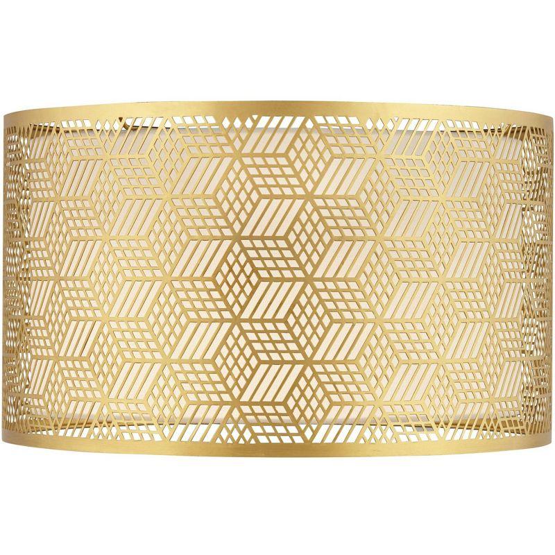 Gold Finish Laser Cut Metal Drum Lamp Shade