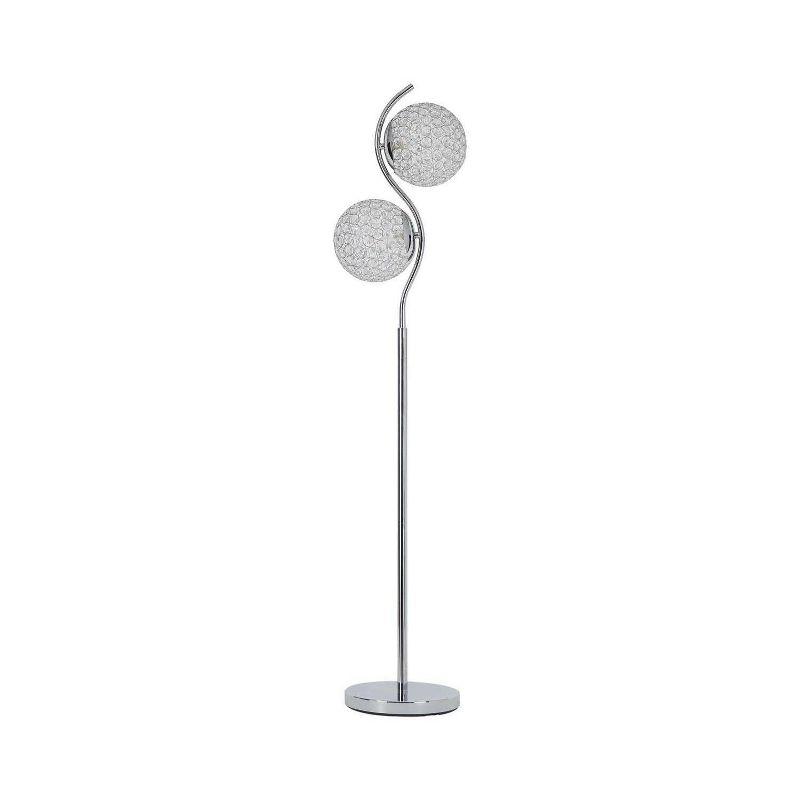 Chic Chrome-Tone Candlestick Floor Lamp with Acrylic Bead Shades