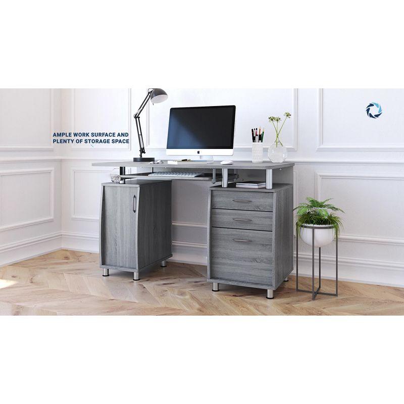 Complete Workstation Computer Desk with Storage Espresso- Techni Mobili: MDF Office Furniture, Keyboard Tray