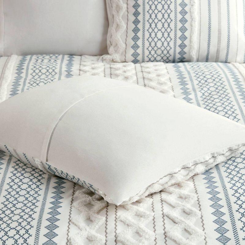 Imani Navy and White Cotton King Duvet Cover Set