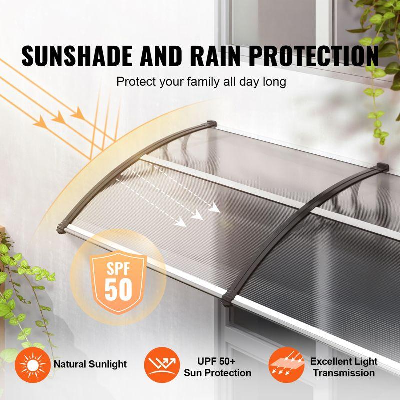 VEVOR Window Door Awning Canopy 40" x 40", UPF 50+ Polycarbonate Entry Door Outdoor Window Awning Exterior, Front Door Overhang Awning