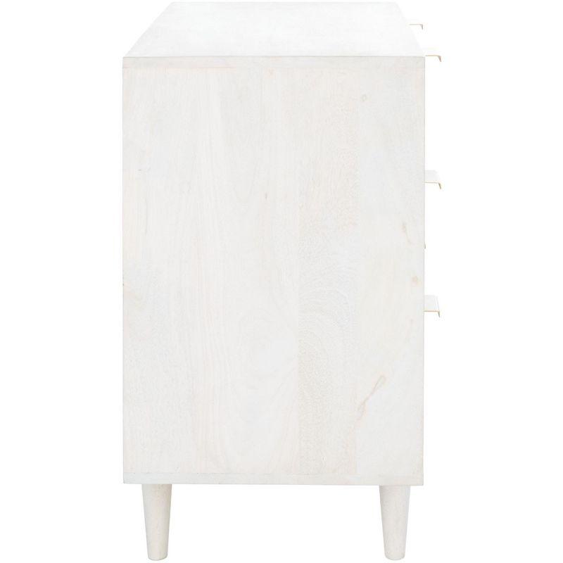 White Wash and Brass 3-Drawer Geometric Chest