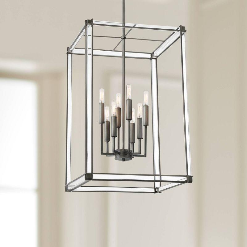 Minka Lavery Antique Nickel Chandelier 18" Wide Industrial Clear Acrylic 8-Light Fixture for Dining Room House Foyer Kitchen Home