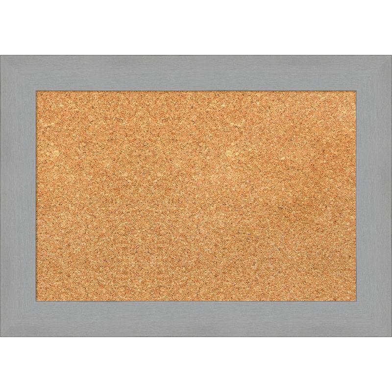 Brushed Nickel Framed Natural Cork Bulletin Board 24"