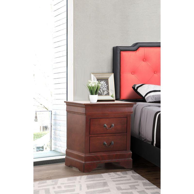 Cherry Wood Louis Philippe 2-Drawer Nightstand