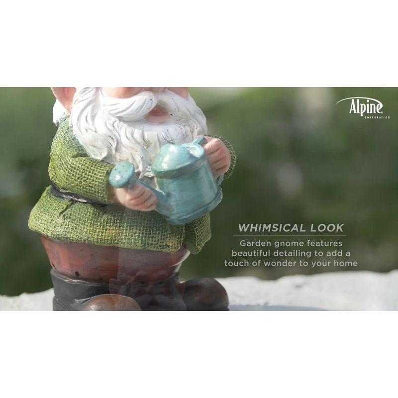 15" Outdoor Polyresin Garden Gnome with Watering Can - Alpine Corporation: Weatherproof Yard Decor