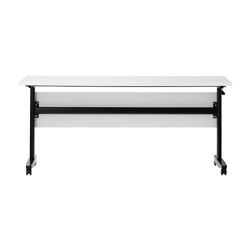 Emma and Oliver Heavy-Duty Flip Top Training Table with Nesting Design, Privacy Panel, T-Legs, Tabletop, Metal Frame