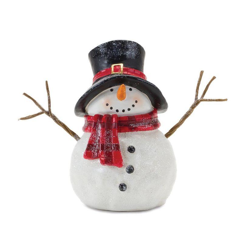 Classic Red and White Winter Snowman Resin Figurine Set