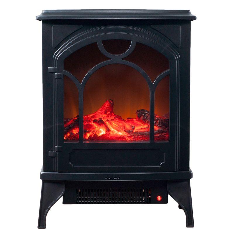 Classic Black Electric Freestanding Wood Stove Heater with Thermostat