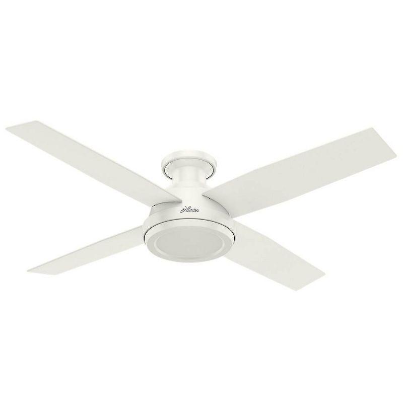 Dempsey 52" Fresh White Low Profile Ceiling Fan with Remote & Lighting