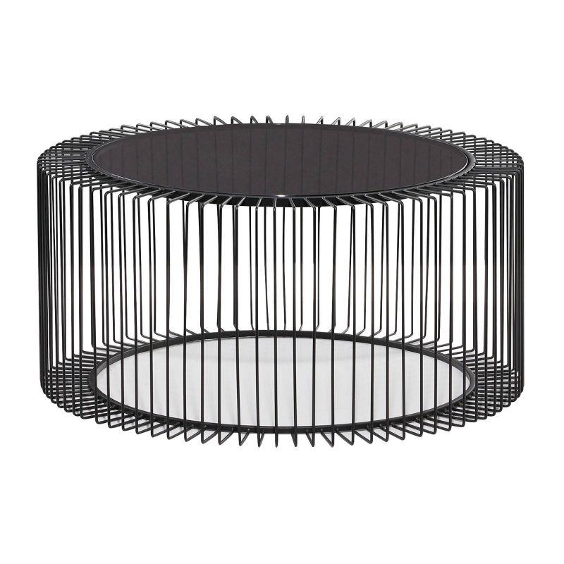 Contemporary Metal Coffee Table Black - Olivia & May: Modern Glass Top, No Assembly Required