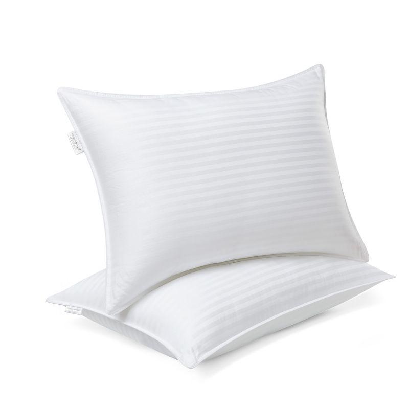 King Size White Cotton Down Alternative Sleeping Pillows, Set of 2