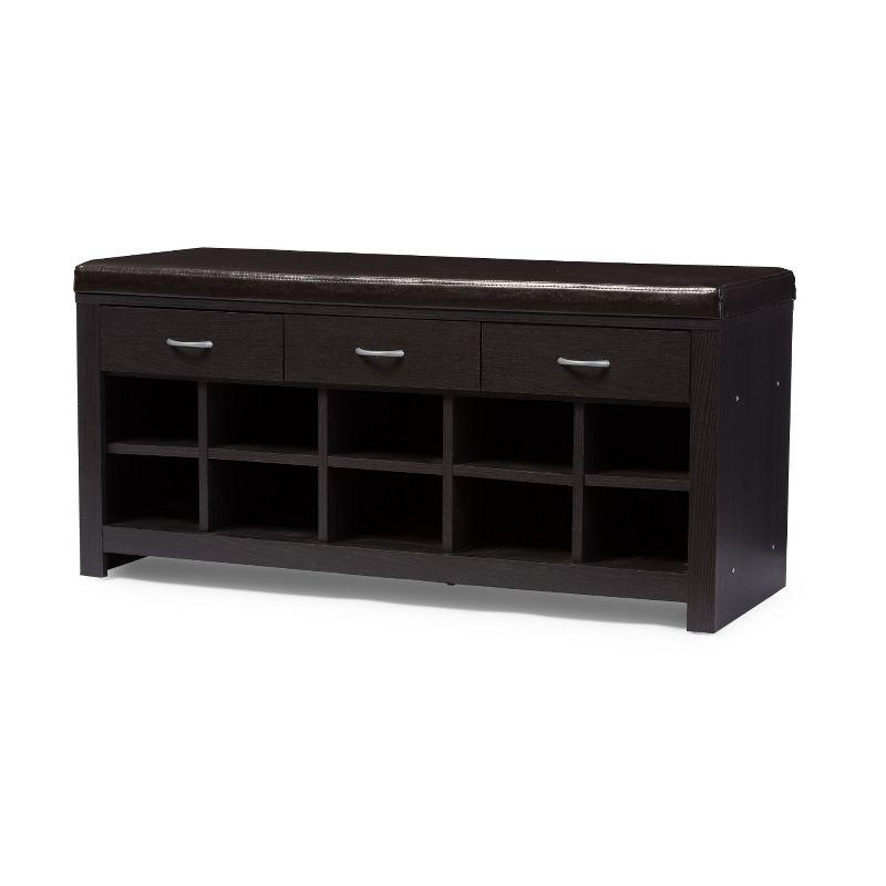 Espresso Finished Entryway Bench Dark Brown - Baxton Studio: Modern Wood Storage, Dry Dust Care