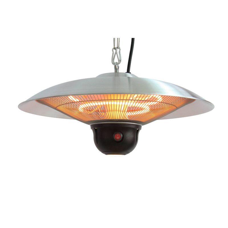 Silver Infrared Electric Hanging Outdoor Heater with LED & Remote