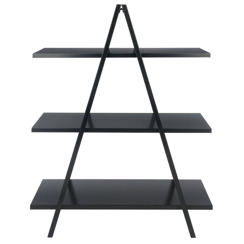 Black Wood 3-Tier A-Frame Ladder Shelf