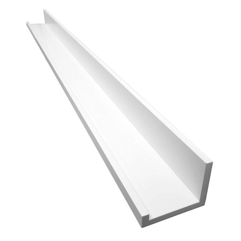 InPlace 72" x 4.5" Picture Ledge Wall Shelf- White: Modern Floating Display, MDF, Includes Mounting Hardware