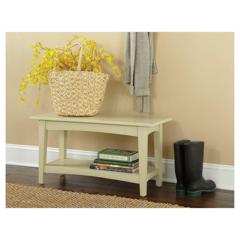 Shaker Cottage Bench with Shelf Sand - Alaterre Furniture: Hardwood Entryway Storage, Unupholstered Hallway Seat