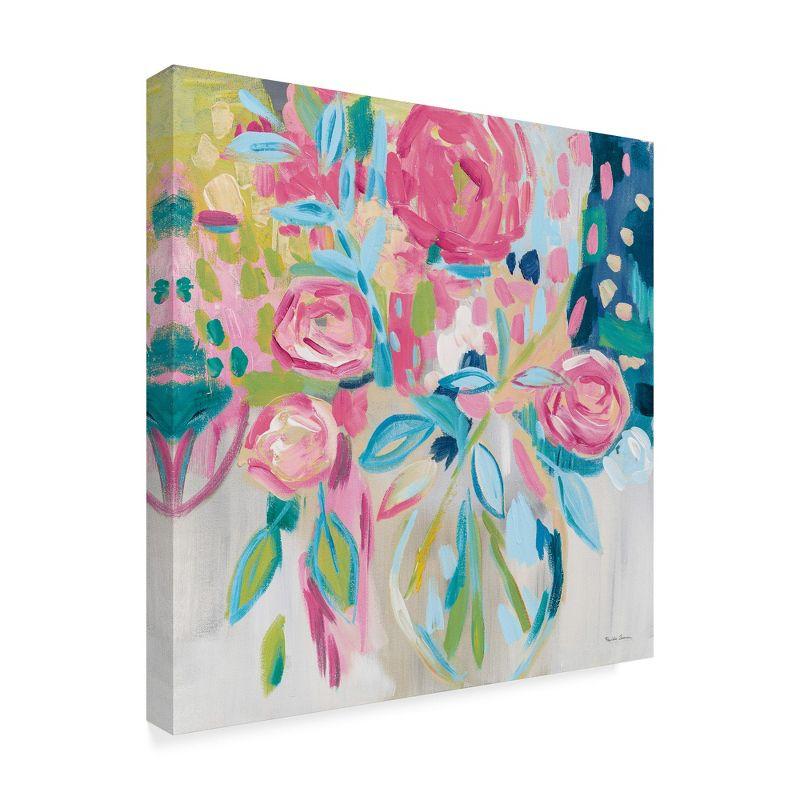 18'' x 18'' Pink and Blue Floral Canvas Art