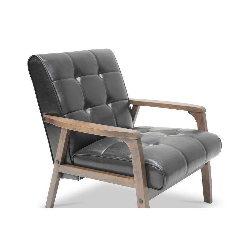 Baxton Studio Mid-Century Masterpieces Club Chair Brown: Upholstered Polyester, Wood Frame, Spot Clean